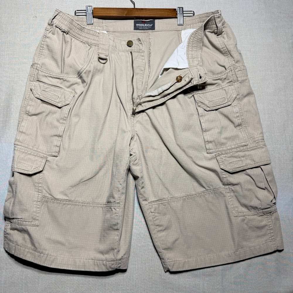 Woolrich Cargo Shorts Mens 38 Tan Ripstop Elite Series Tactical Utility Pocket